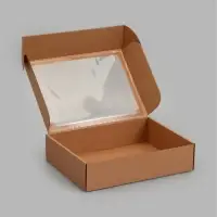 Коробка самосборная с окном, бурая, 38 х 28 х 9 см