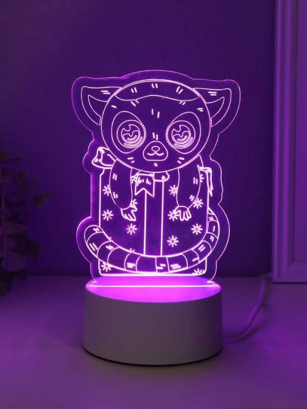 Светильник Светильник "Лемур на подарке" LED RGB от сети RISALUX 9,5х11,8х17 см
