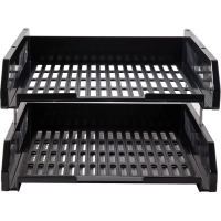 Лоток горизонтальный для бумаг Deli E9208 набор 2шт на металл.стерж черный