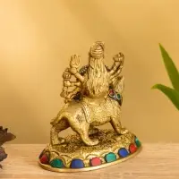 Сувенир "Дурга на тигре" латунь 6,5х10,5х11,5 см