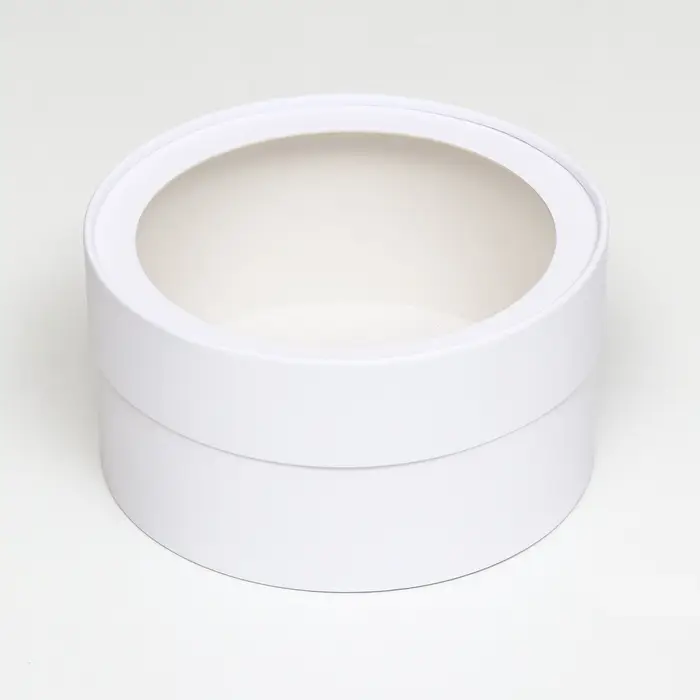 Подарочная коробка круглая &laquo;Алмаз&raquo; белый, завальцованная с окном, 21&times;11 см