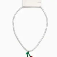 Кулон на жемчужной нитке "Вишня", цветной Кулон на жемчужной нитке "Вишня", цветной