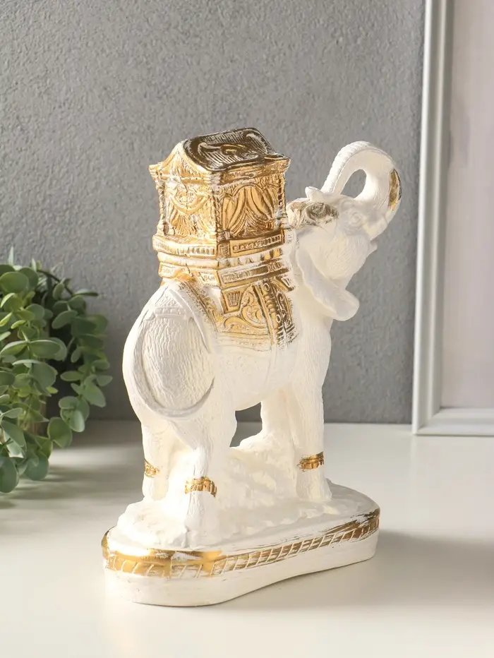 Копилка для денег &laquo;Слон Богатство&raquo;, гипс, белый, 29&times;21&times;9 см