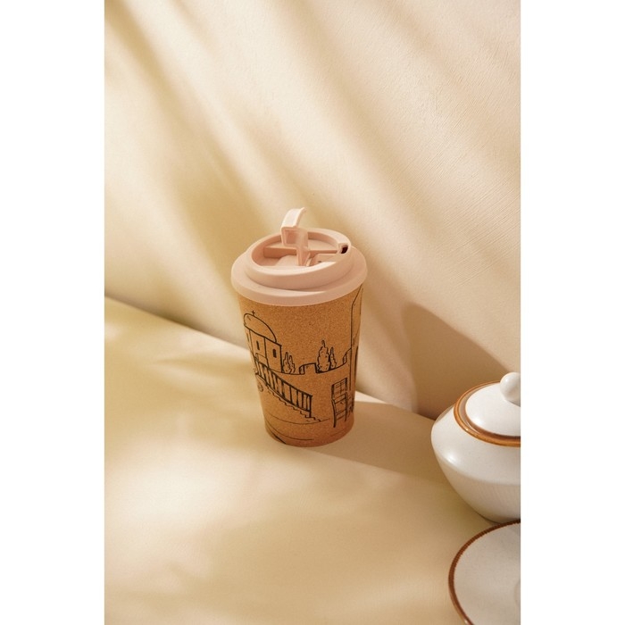 Стакан для кофе с крышкой SL Home «Тира», пробковый, 350 мл, 9,5×9,5×14,5 см, цвет бежевый Стакан для кофе с крышкой SL Home «Тира», пробковый, 350 мл, 9,5×9,5×14,5 см, цвет бежевый