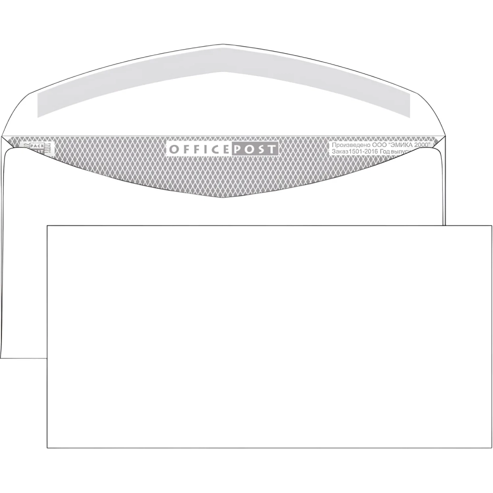 Конверт белый E65 декстр OfficePost 110х220 100шт/уп/1502
