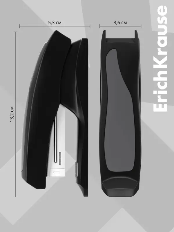 Степлер ErichKrause Elegance Half-strip №24/6 и 26/6, до 30 листов, вмещает до 100 скоб, глубина закладки бумаги до 55 мм, чёрный