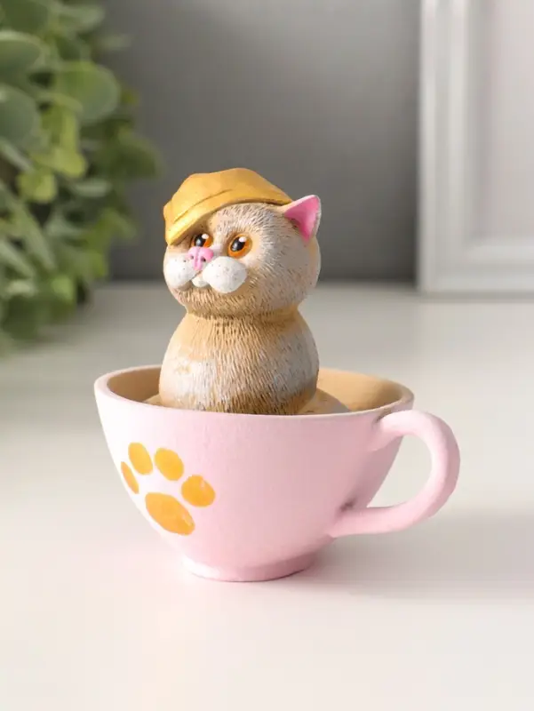 Фигура "Котик в чашке" 10х9х7.5 см