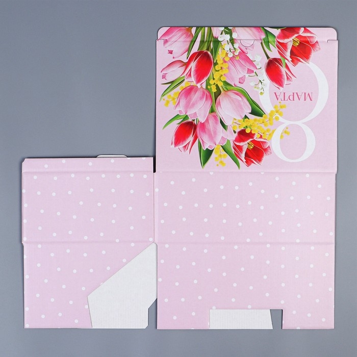 Коробка подарочная сборная, упаковка, «8 марта», 26 х 19 х 10 см Коробка подарочная сборная, упаковка, «8 марта», 26 х 19 х 10 см