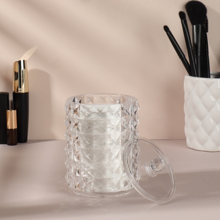 Органайзер для ватных палочек, с крышкой, d = 8 × 12,5 см, в картонной коробке, цвет прозрачный Органайзер для ватных палочек, с крышкой, d = 8 × 12,5 см, в картонной коробке, цвет прозрачный