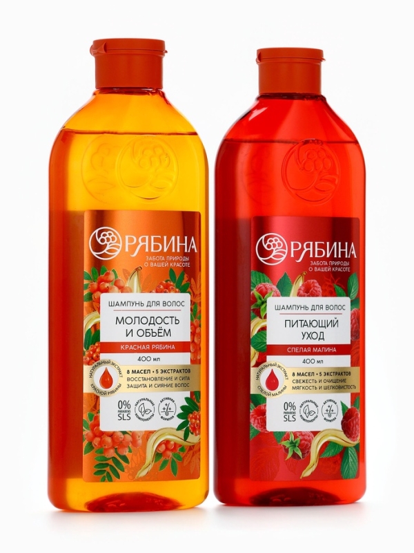 Шампунь для волос, молодость и объем, аромат рябины, 400 мл, Рябина