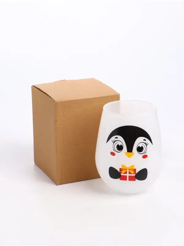 Стакан стеклянный новогодний &laquo;Пингвин&raquo;, 620 мл