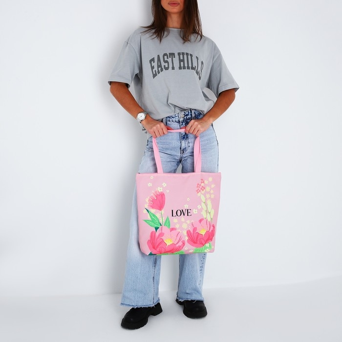 Шопер Love, на молнии, 37х32х10см Шопер Love, на молнии, 37х32х10см