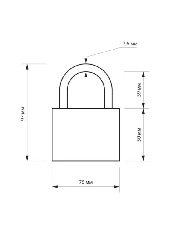 Замок навесной LOCKLAND, с влагозащитной дужкой, 75 мм
