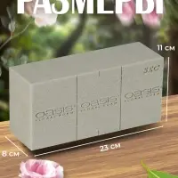 Губка флористическая для сухоцветов, букетов и цветов &laquo;Оазис Сухой кирпич&raquo;, 23&times;11&times;8 см