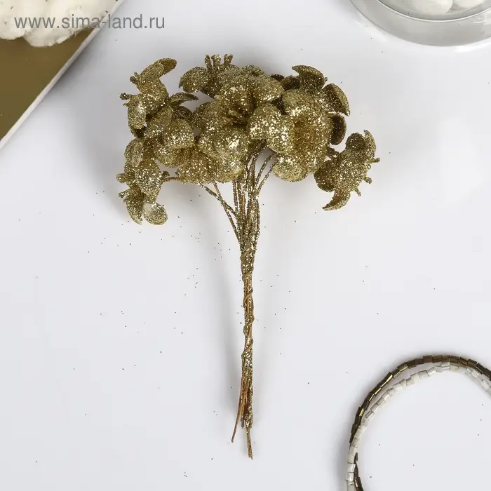 Декор для творчества Декор для творчества "Золотые цветы" 10 см (1 набор=1 букету) в букете 12 цветов