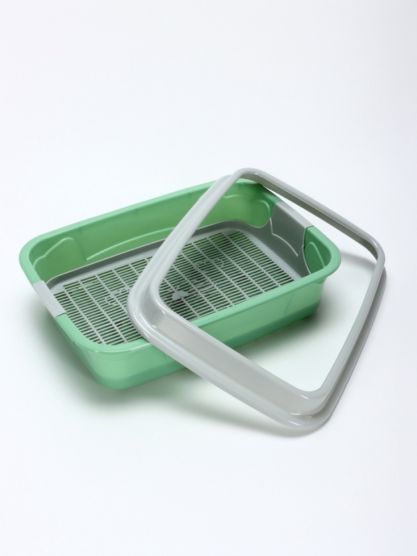 Туалет с бортом с сеткой, 45х34х15 см, серый/оливковый Туалет с бортом с сеткой, 45х34х15 см, серый/оливковый