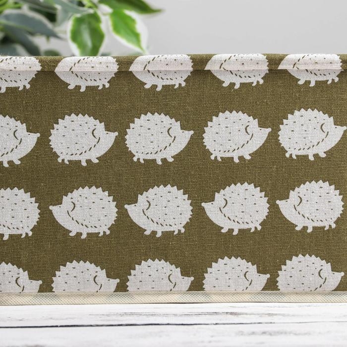 Короб стеллажный для хранения с крышкой &laquo;Ёжики&raquo;, 25&times;20&times;17 см, цвет зелёный