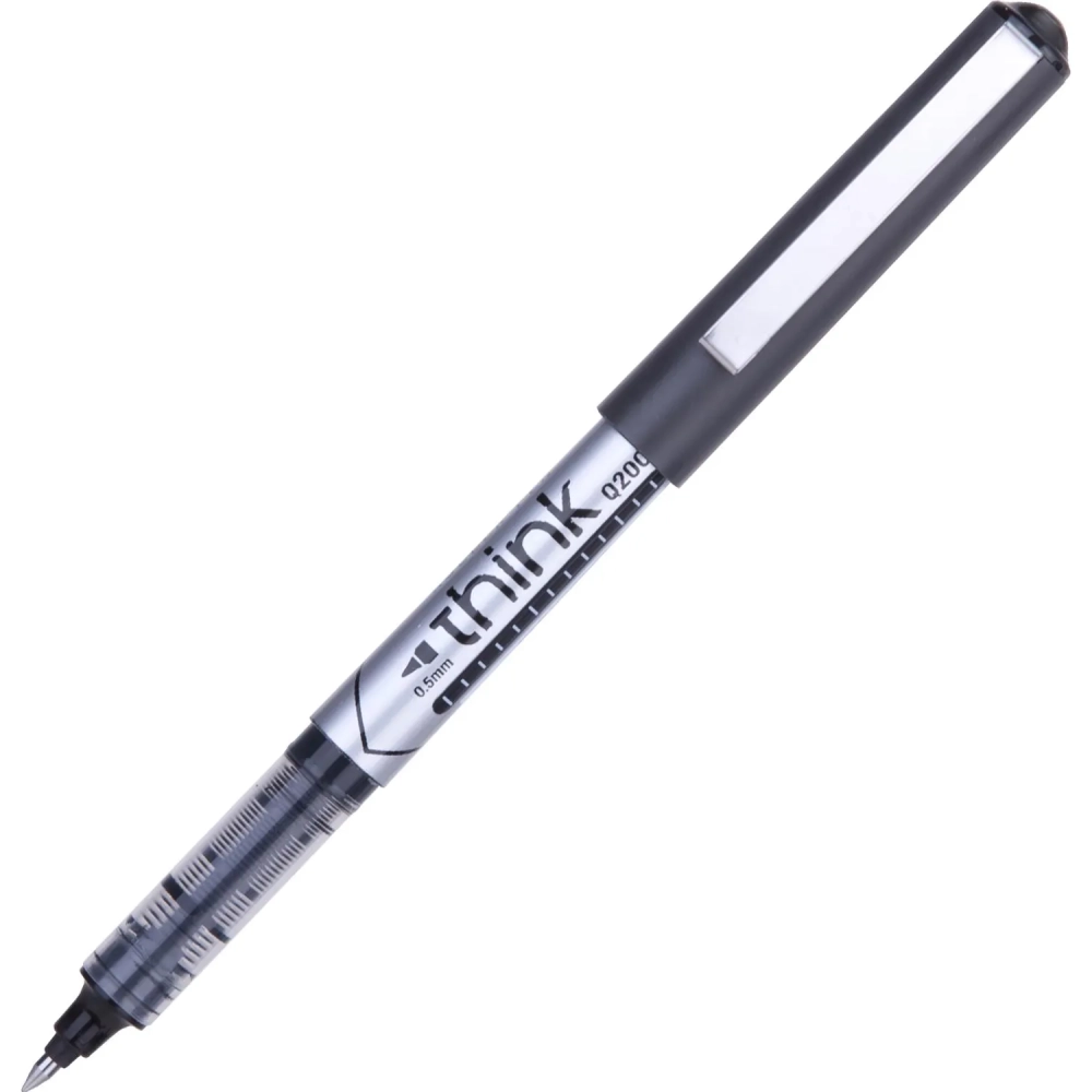 Роллер Deli Think, шарик 0,5 мм, линия 0,35 мм, черный EQ20020