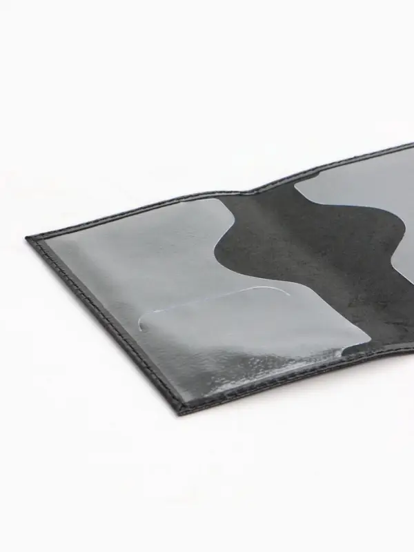 Обложка для паспорта, гладкая, натуральная кожа, тиснение фольгой, чёрная