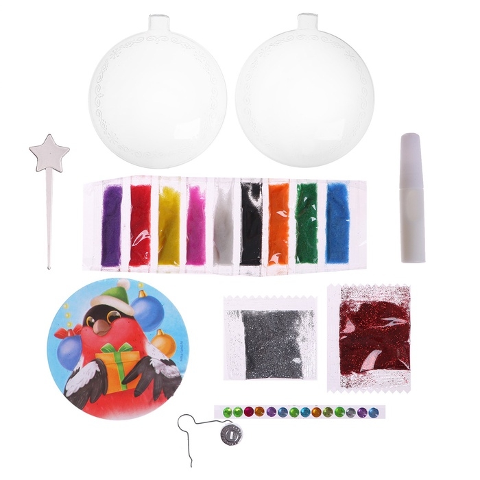 Ёлочный шар-фреска «Новый год! Снегирь с подарком», набор для творчества Ёлочный шар-фреска «Новый год! Снегирь с подарком», набор для творчества