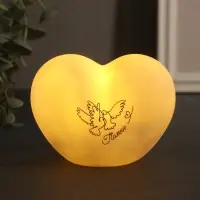 Фигурка световая RISALUX &laquo;Сердце. Голуби&raquo;, LED-ночник, 3хLR44, 8&times;11&times;7 см