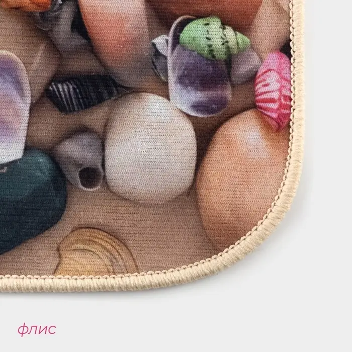 Коврики для ванной и туалета Доляна &laquo;Ракушки&raquo;, 3 шт., 50&times;80, 50&times;40, 40&times;43 см