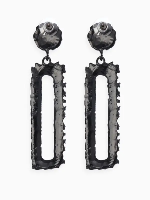 Серьги металл &laquo;Карибы&raquo;, длинный прямоугольник, чёрные