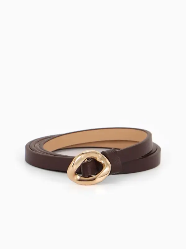 Ремень жен 01-01-01-07, Июнь2514, 1*0,3*110 см, без винта, пряж золото, затяж, корич