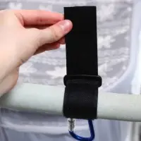 Крючок карабин для сумок на коляску, на липучке, синий