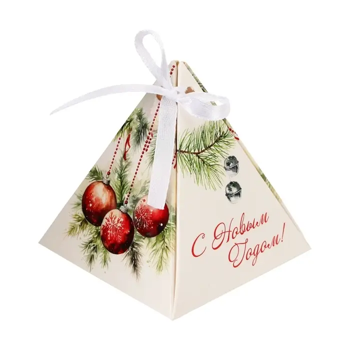 Бонбоньерка, новогодняя подарочная упаковка «Ягоды и игрушки», 7×7×7.5 см