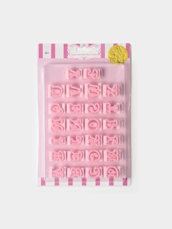 Печати для теста и мастики «Английский алфавит», набор 26 шт., 29×19×2.5 см, пластик, розовые Печати для теста и мастики «Английский алфавит», набор 26 шт., 29×19×2.5 см, пластик, розовые