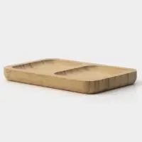 Менажница Striata, 2 секции, 17&times;9.5 см, бамбук, бежевая