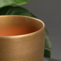 Горшок цветочный с поддоном 4,7 л, золотой керамика, "Амелия" (М)