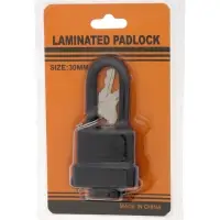 Замок навесной LOCKLAND, 30 мм, влагозащищенный, длинная дужка, 2 ключа, цвет черный