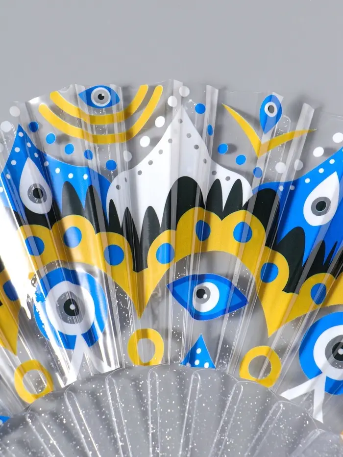 Веер складной пластик &laquo;Узор от сглаза&raquo;, блеск, 23 см