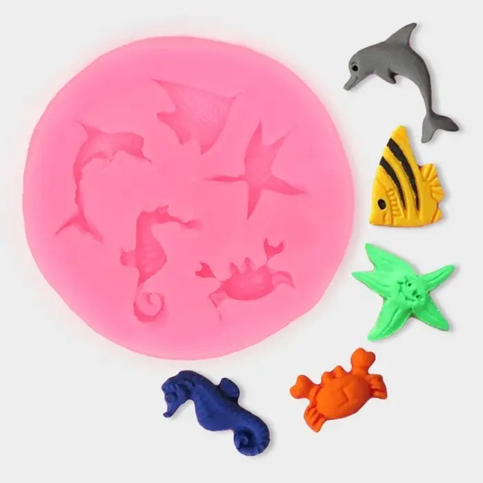 Молд для заливки «Морские обитатели», силикон, 5,8×5,8×0,8 см, розовый