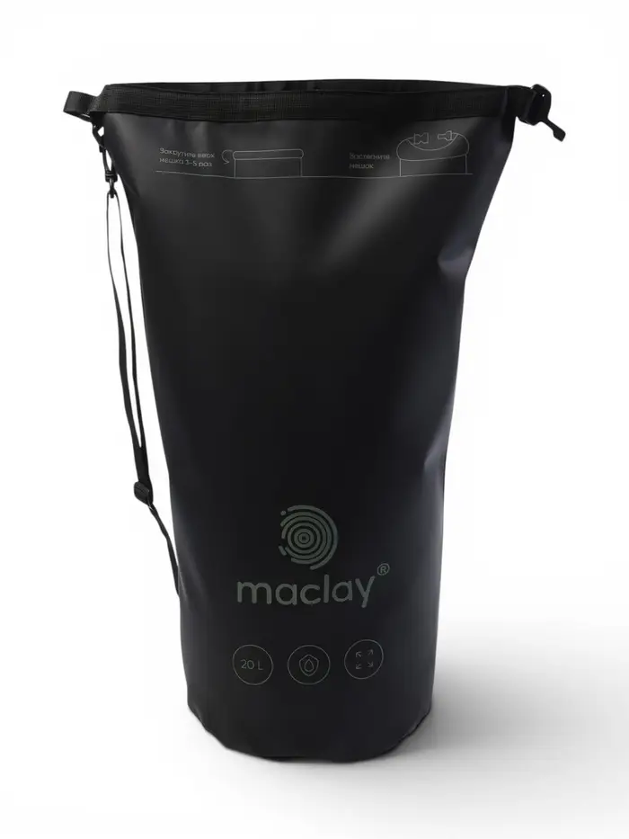 Гермомешок туристический maclay, 20 л, с лямкой, чёрный