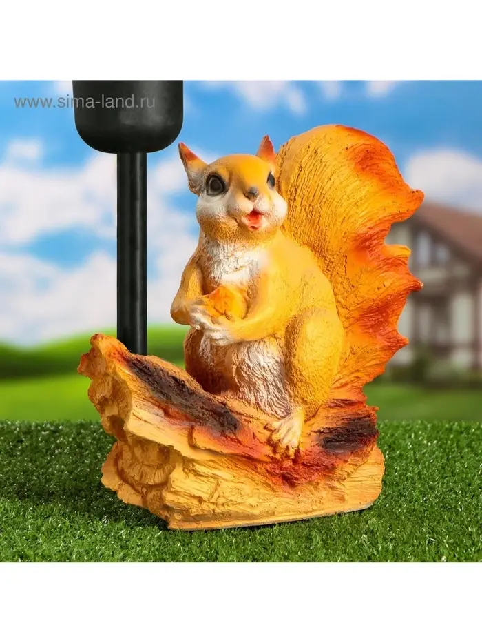 Садовая фигура - фонарь из полистоуна &laquo;Белка с орешком&raquo;, 24&times;16&times;24 см