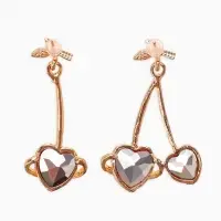 Серьги &laquo;Сердечная вишня&raquo;, красные в золоте