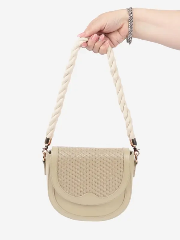 Ручка для сумки, канат, 60&times;1.5 см, с карабинами, цвет кремовый, золотой