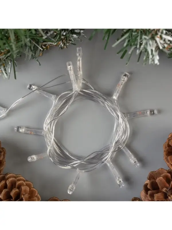 Гирлянда &laquo;Нить&raquo; 1.2 м, IP20, прозрачная нить, 12 LED, свечение мульти, фиксинг, 220 В