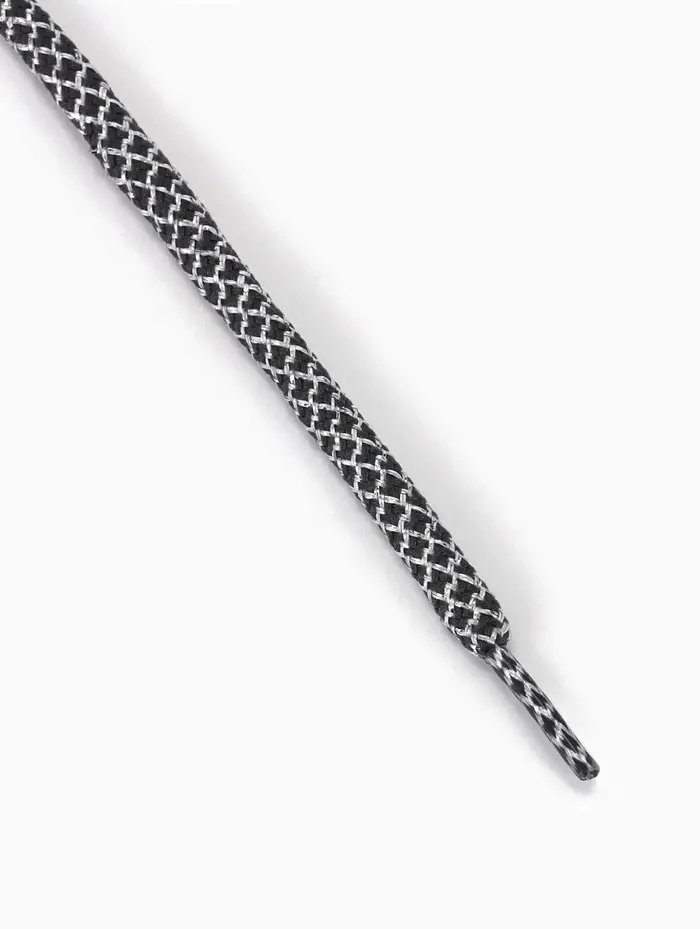 Шнурки с круг сечением люрекс узор 6мм 110&plusmn;10см (пара) серый пакет SS