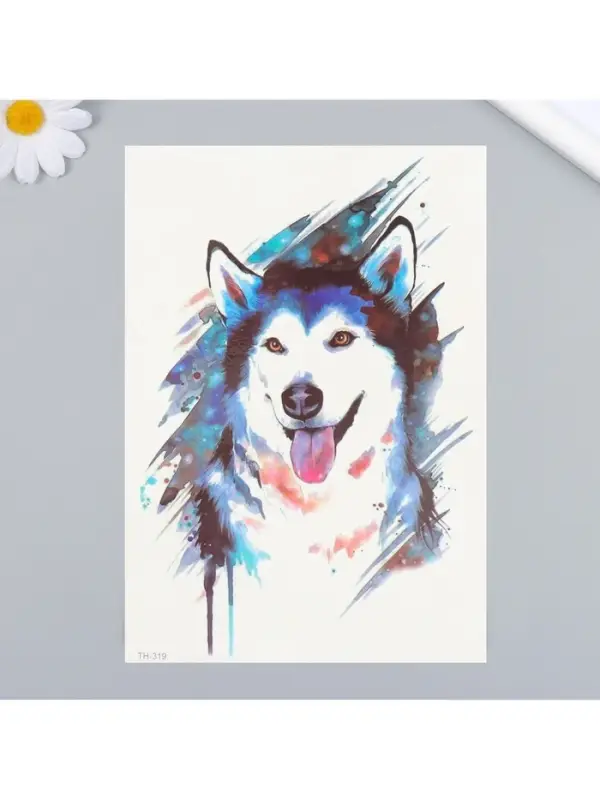 Переводная тату на тело цветная «Хаски», 21×14.8 см