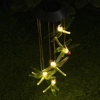 Садовый светильник на солнечной батарее «Стрекозы», 12.5×86×12.5 см, 6 LED, свечение тёплое белое