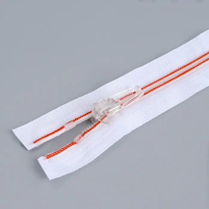 Молния «Спираль», №5, разъёмная, замок автомат, 70 см, белая, красная Молния «Спираль», №5, разъёмная, замок автомат, 70 см, белая, красная