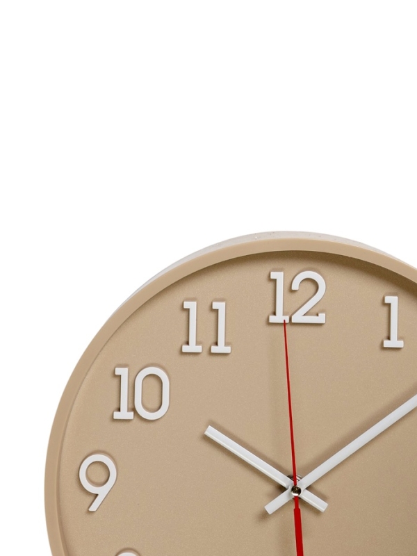 Часы настенные, интерьерные "Классика", d-28 см, открытая стрелка, бежевые