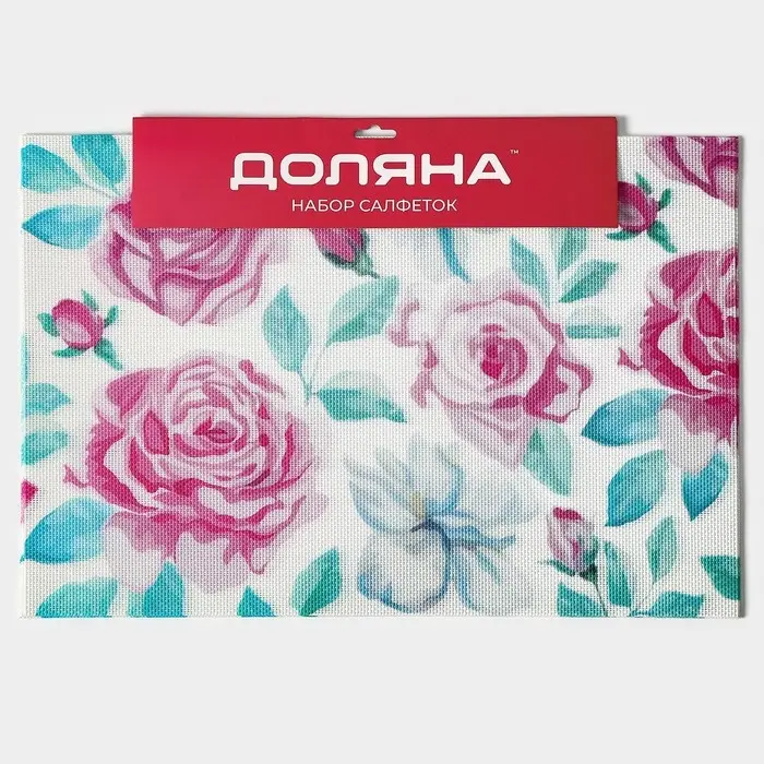 Салфетки сервировочные на стол Доляна &laquo;Бутоны&raquo;, 4 шт., 45&times;30 см