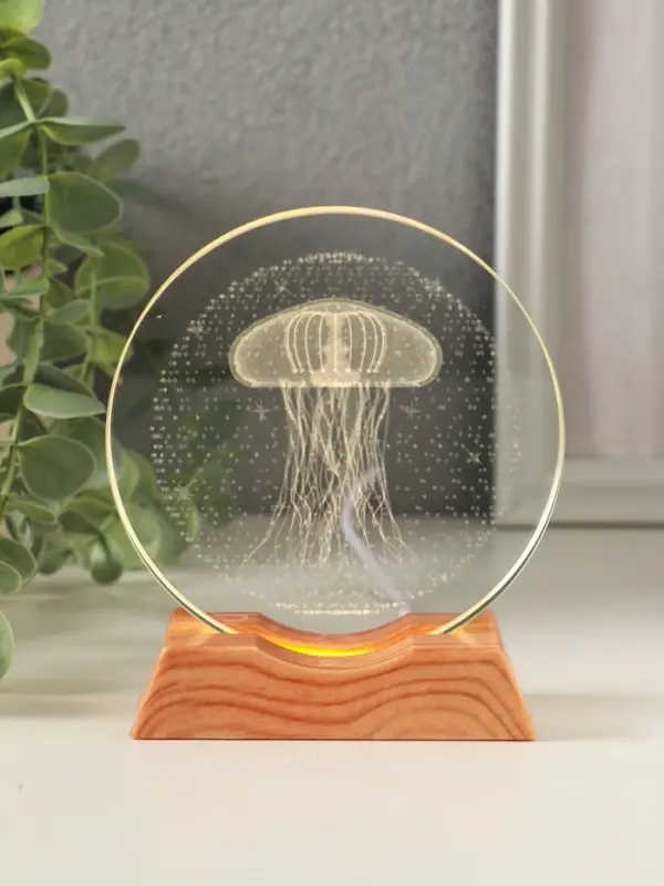 Сувенир стекло свет Сувенир стекло свет "Диск. Медуза" 5хLED d=10 см, USB 10х4х11,4 см