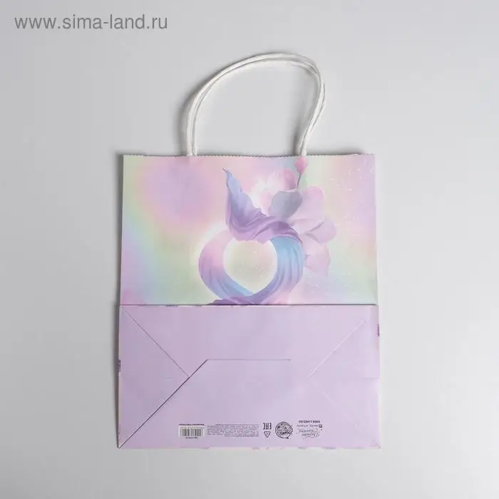 Пакет подарочный крафт, упаковка, «8 марта», 22 х 25 х 12 см