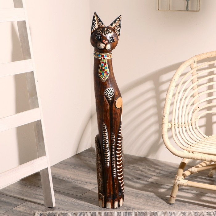 Сувенир дерево Сувенир дерево "Кошка в галстуке из мозаики" 100х16х7 см